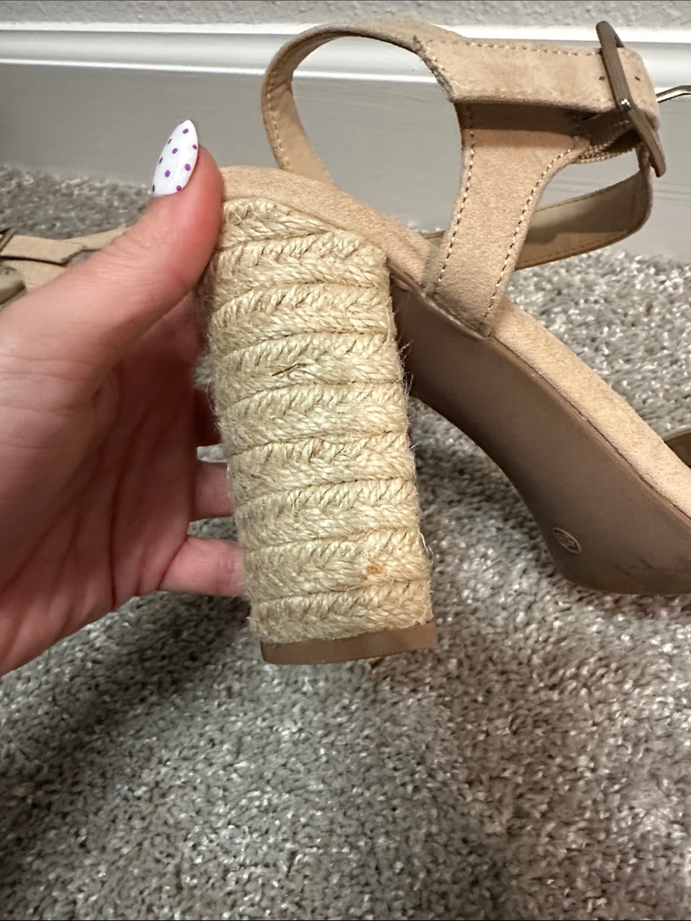 Lulu's Beige Suede Espadrille-Wrapped Block Heel Sandals - Picture 11 of 13